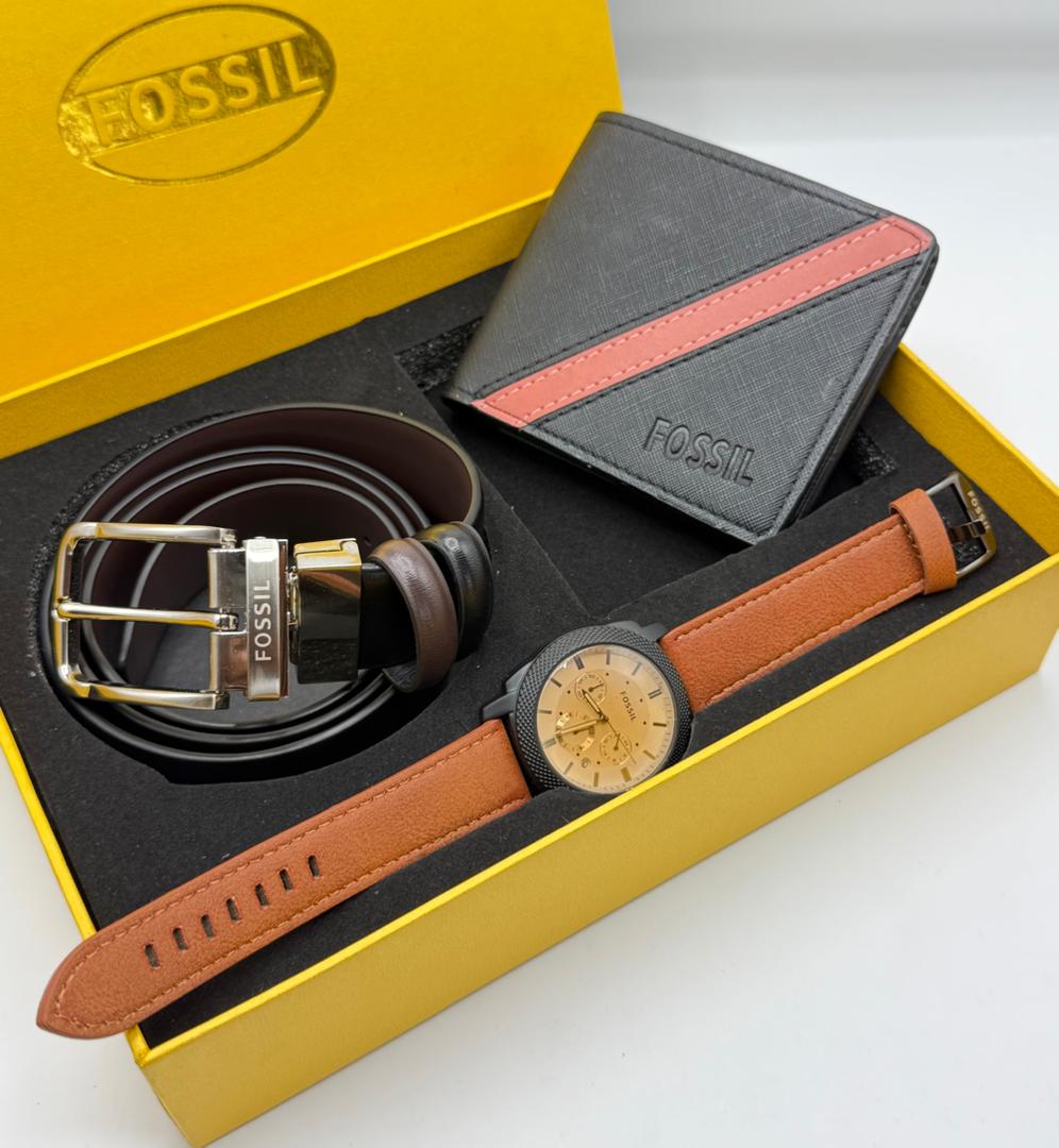 Fossil Gift Set — Cognac Noir Corail