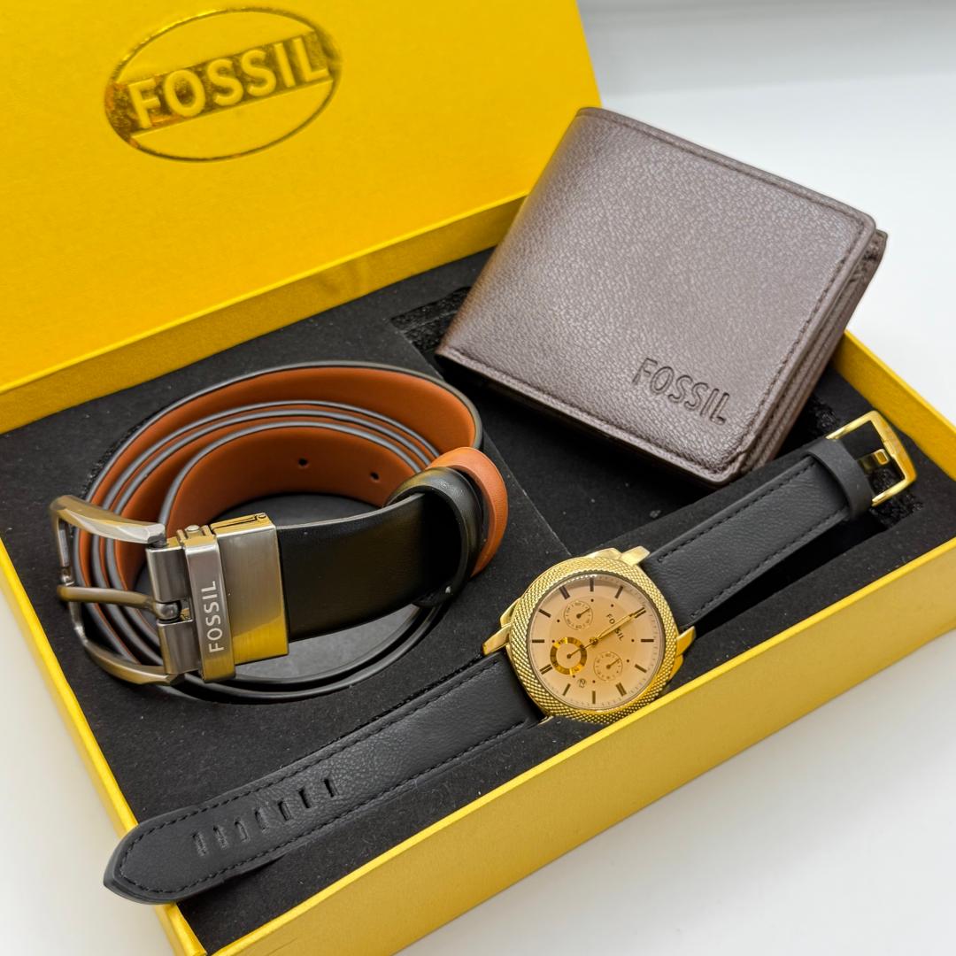 Fossil Gift Set — Or Noir & Tan